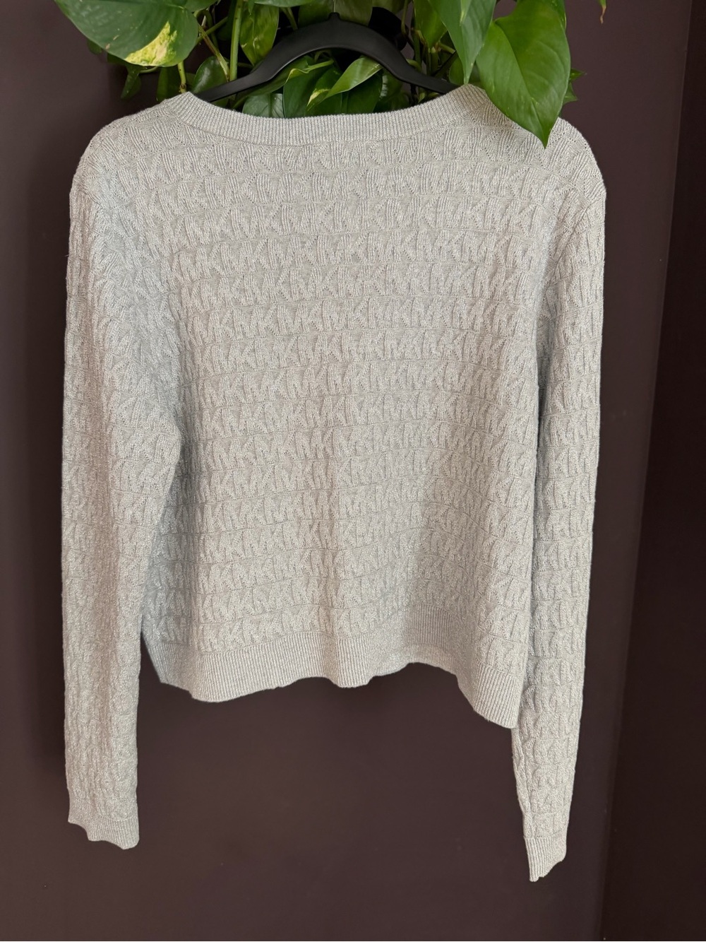 Michael Kors Heather Gray Textured Knit Button Cardigan - Picture 3 of 3